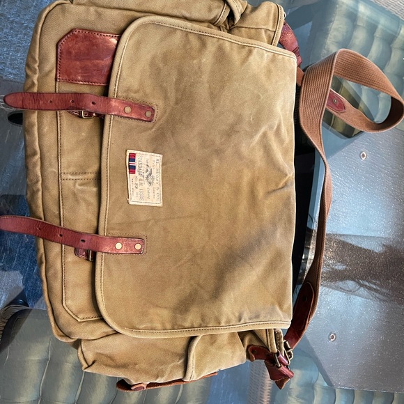 Polo Ralph Lauren Rugby VINTAGE/ Tan Khaki Canvas Messenger/ Laptop Bag - Picture 9 of 9